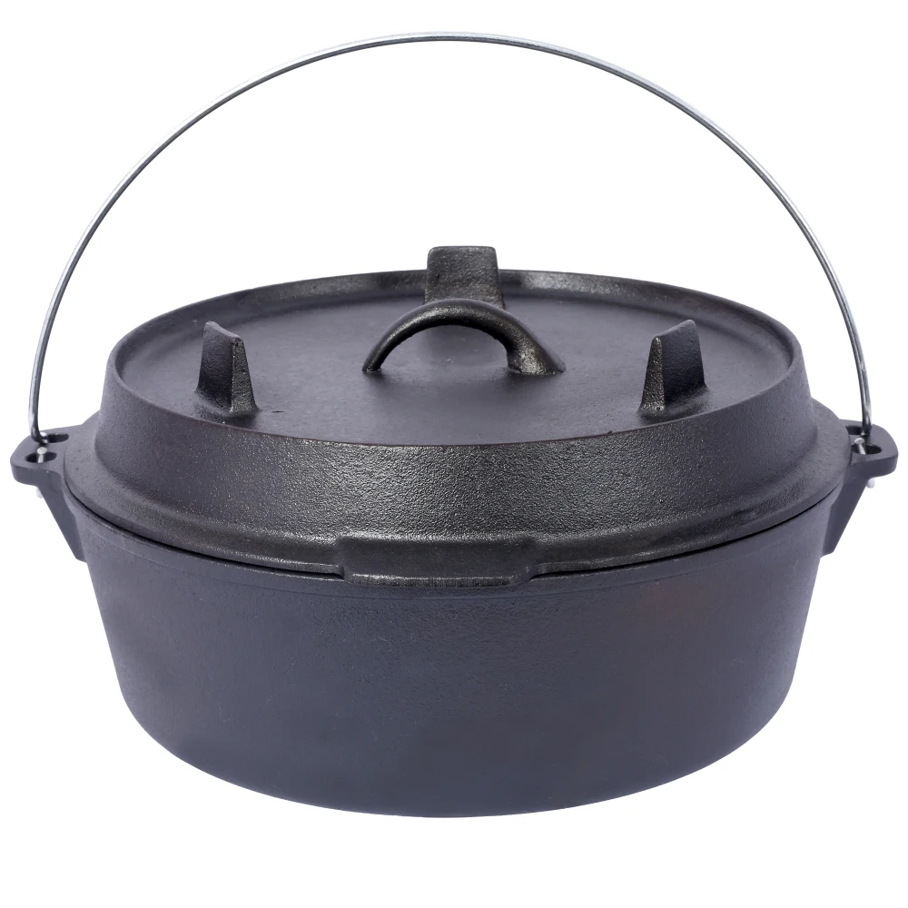 

6 Quart Pre-Seasoned Cast Iron Dutch Oven With Skillet Lid, od Camping Deep Pot for Camping Fireplace Cooking BBQ Baking