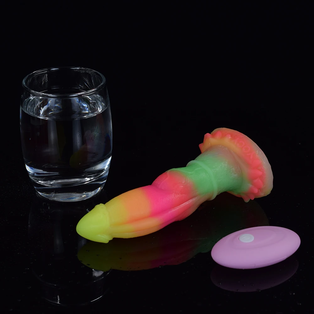 FAAK Remote Control Vibrator Luminous Dragon Dildo Sucker Tiny Vibrating Penis For Beginners Butt Plug Silicone Colorful Sex Toy