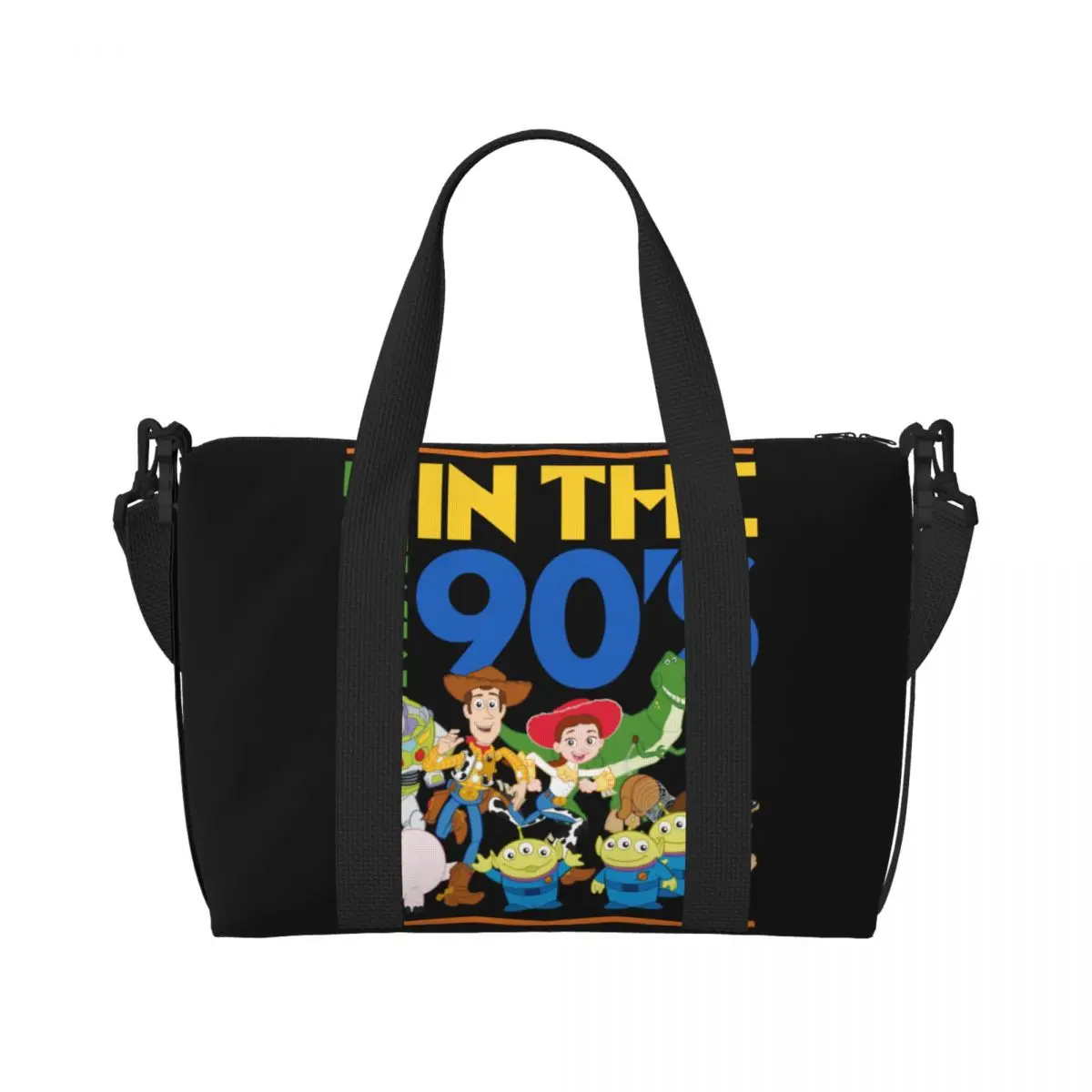 Custom Large Toy Story Buzz Lightyear Woody Tote Bag Women Shoulder Shopper Gym Beach Travel Bag