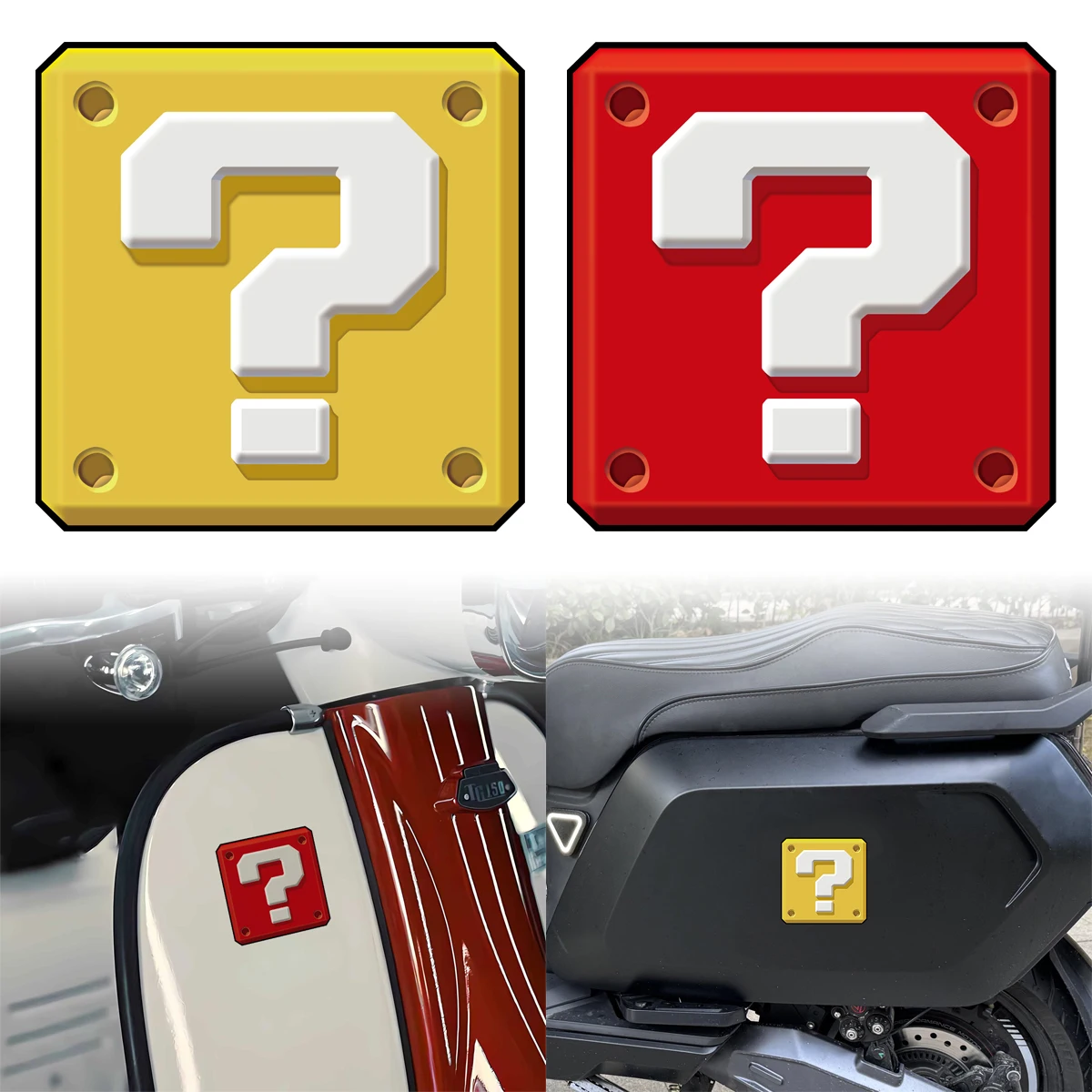 JDM Question Mark Brick Reflective Motorcycle Stickers Moto Scooter Body Fuel Tank Windshield Helmet Vinyl Decals Accessories