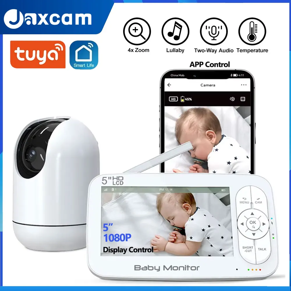 

New TUYA Baby Monitor with 4X Zoom 1080P Camera 5000mah Built-in Lullaby Feeding Reminder and 360 ° Rotating Baby Monitor