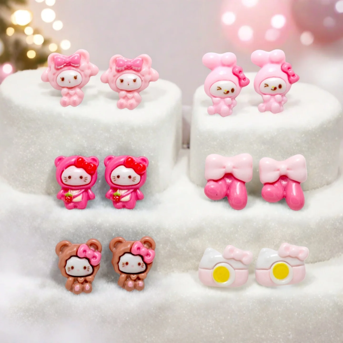 

50 шт. 3D хрустальный галстук-бабочка Hello Kitty & My Melody подвески для ногтей-матовая смола для маникюра Kawaii