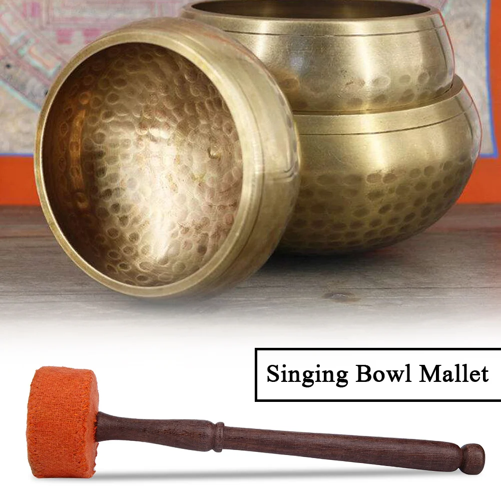 E5 Palo de golpeo artesanal de madera dura con punta de fieltro para Cuenco Tibetano, Decoración de Mesa y Artículos Decorativos para el Hogar