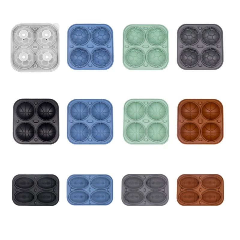 

4Grid Football Ice-Cubes Mold Silicone Ice Tray Popsicle-Ice Cream Frozen-Ball Drop shipping