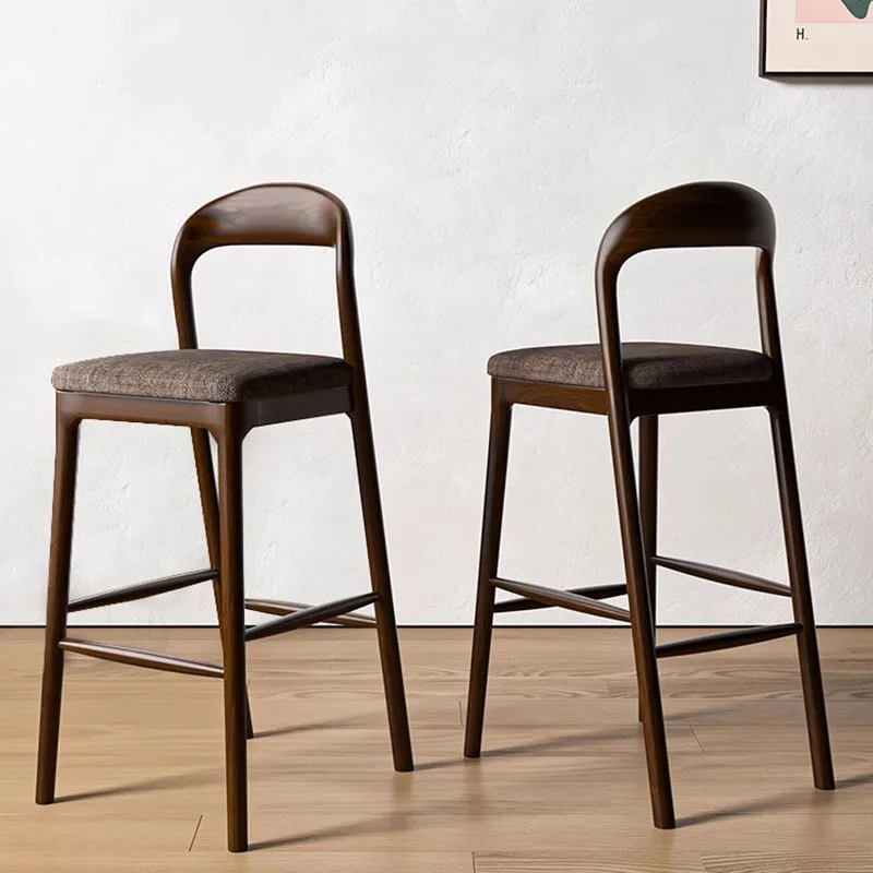 Kursi Bar Kayu dengan Sandaran Balkon Desain Modern Minimalis Kursi Bar Kantor Santai Gaming Chaise De Bar Lounge Suite Furniture