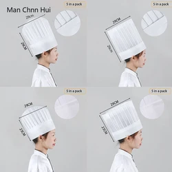 5/10 PCS Chef Caps Sushi Shop Disposable Food Catering Cooking Cap Hotel Restaurant Non-Woven Breathable Kitchen Hat Men Women