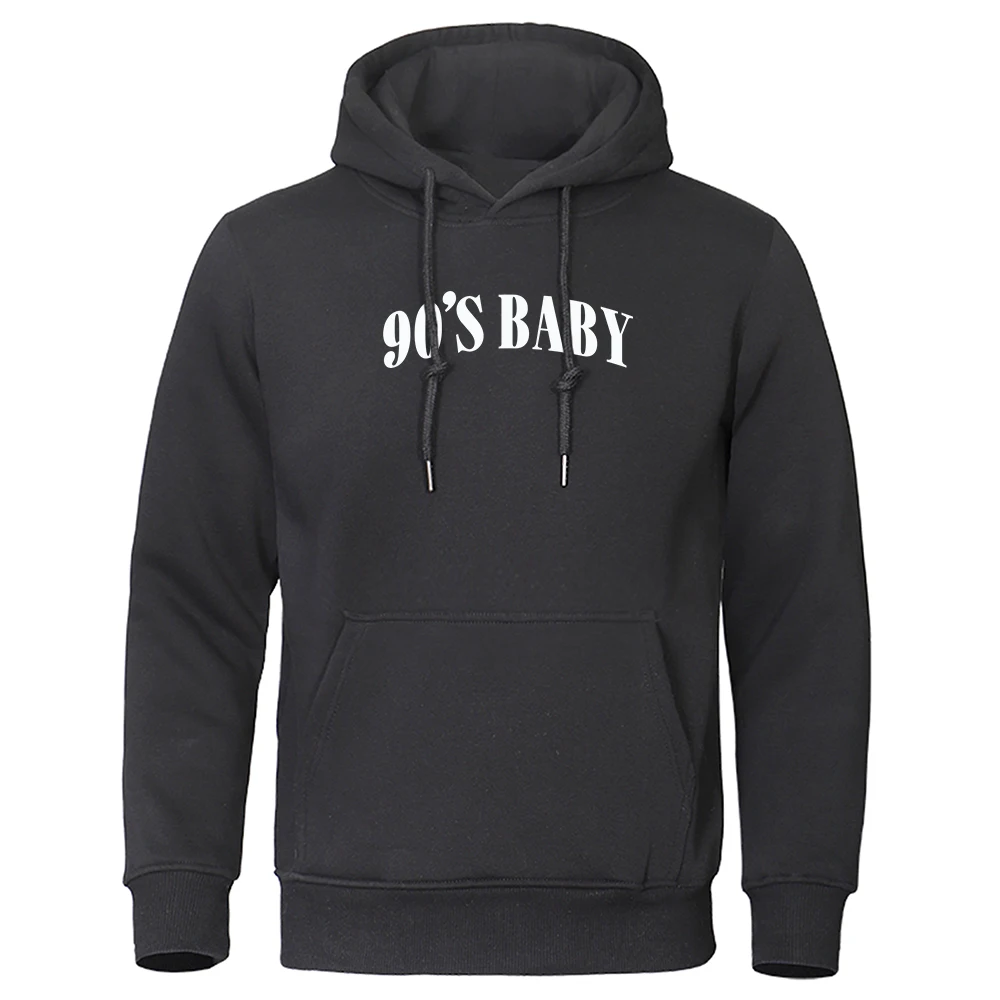 

90'S Baby Letter Printing Hoody For Men 2020 Loose Pocket Clothing Cute O-Neck Graphic Streetwear Autumn Pullover Mans Hoody