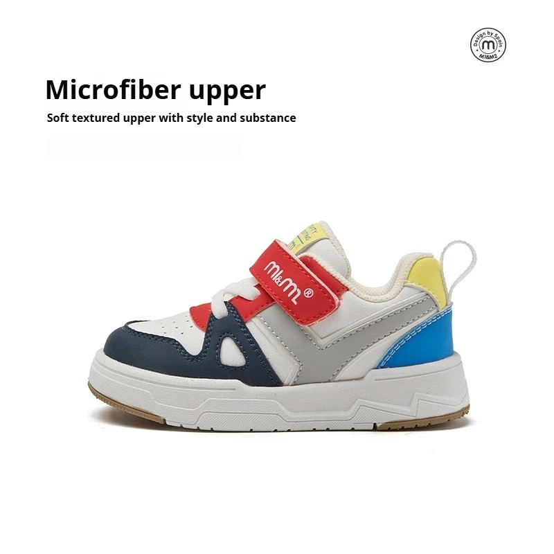M1 & M2 baskets en cuir antidérapantes enfant en bas âge nouveau-né enfants bout rond plat élégant semelle en coton premiers marcheurs chaussures de sport décontractées