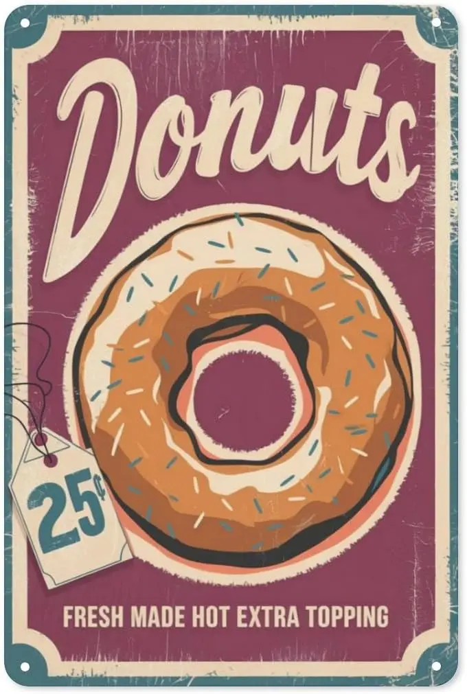 Donut Shop Metal Plaque 8X12IN 