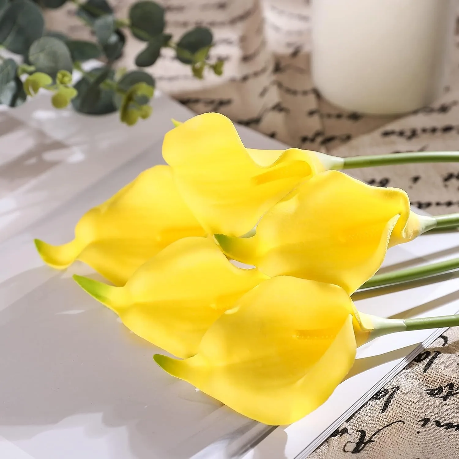 5Pcs Artificial Yellow Latex Horseshoe Lotus Home Room Decoration Bride Wedding Party Bouquet Decor Christmas Vase Accessories