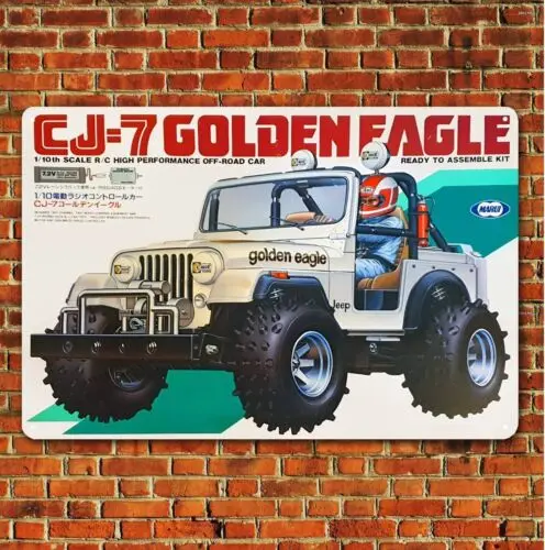 Metal Poster Vintage Rc Car Tin Sign Plaque Marui cj-7 Golden Eagle Buggy Boxart