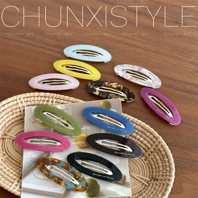 

Полые овальные заколки для волос из ацетата в корейском стиле, милые простые заколки для челки, портативные повседневные заколки-зажимы для женщин, аксессуар для волос