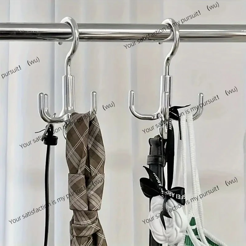 1PCS 360° Multifunctional Rotating Clothes Hook, Belt Organizer, Punch Free 4-Claw Rotation Coat Hanger, Scarf Storage Rack