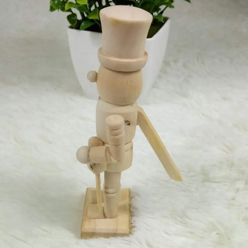 6Pcs/set Wooden White Embryo Nutcracker Doll Soldier Miniature Figurines Handcraft DIY Puppet Ornaments Home Decor Toy