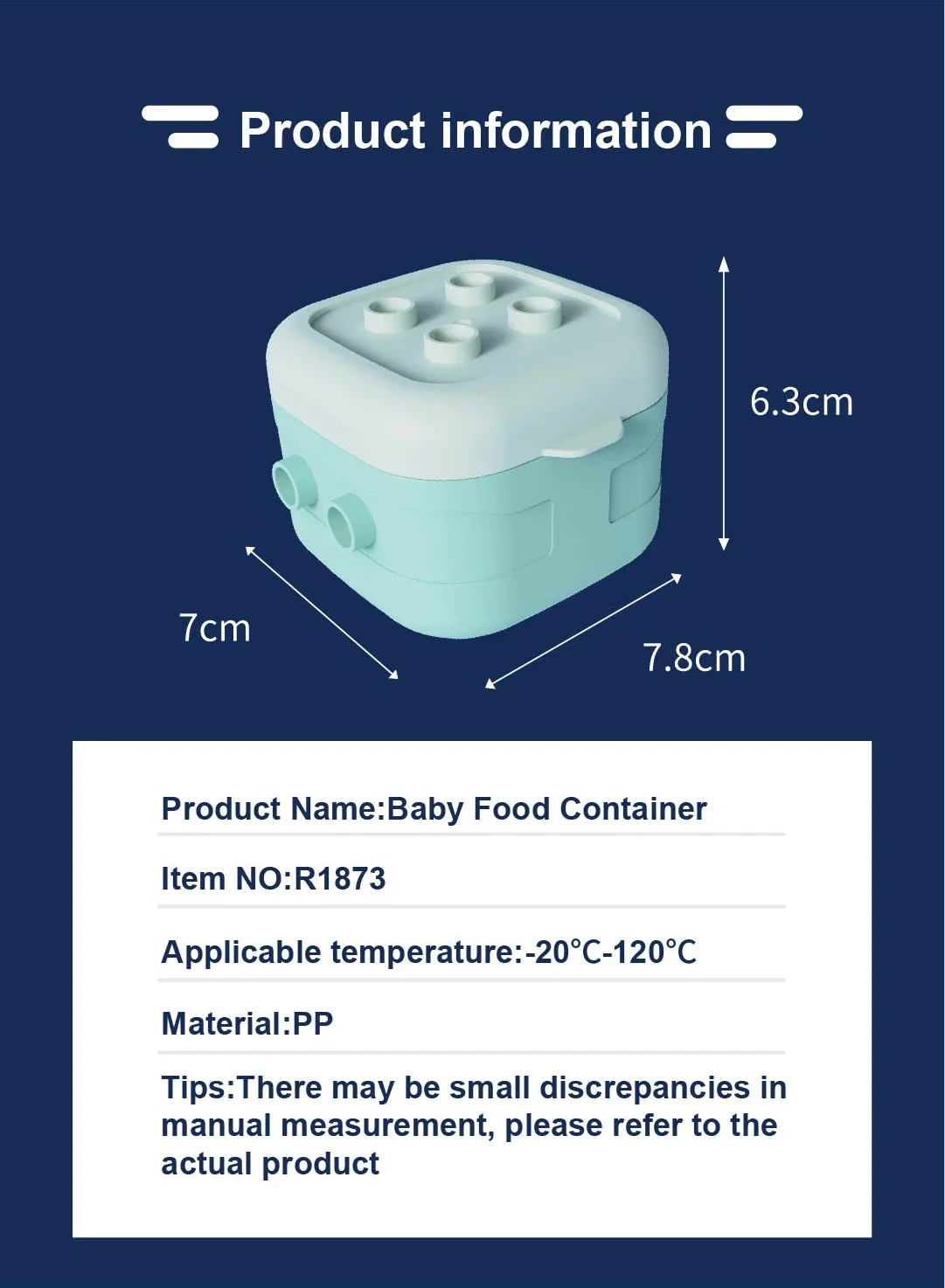Wholesale Food Grade PP Plastic Building block design Baby Gifts Baby snack Food Storage Container