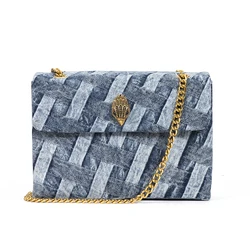 Bolso de mano de mezclilla lavable de gran tamaño, estampado de tejido, monedero, bolsa cruzada de empalme, bolso de tela vaquera para mujer, bolso informal