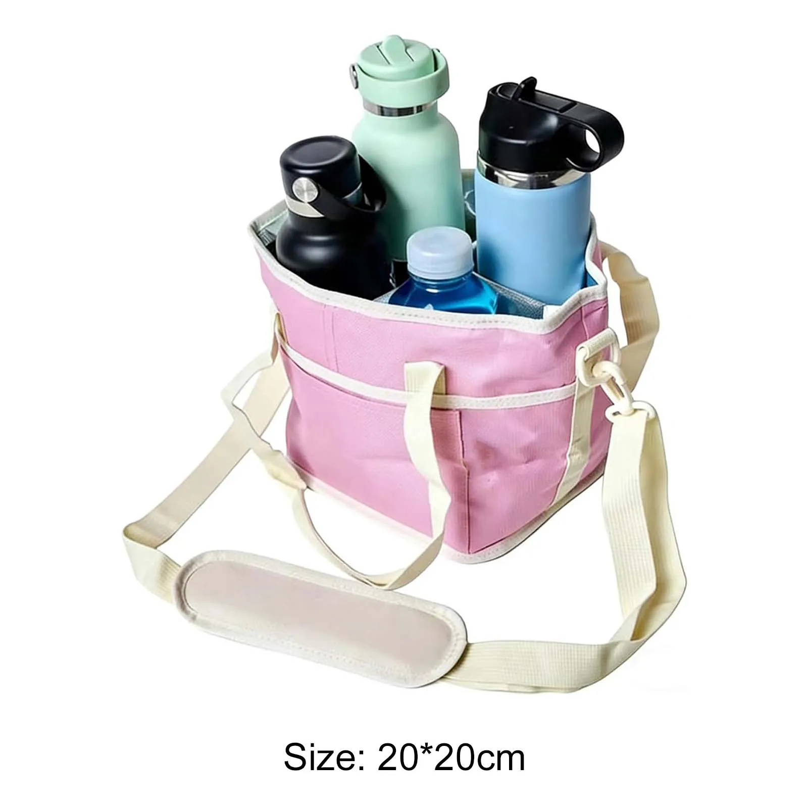 

4 Compartment Reusable Drink Carrier with Adjustable Strap Collapsible Beverage Bag Family Size for Delivery Car and Travel