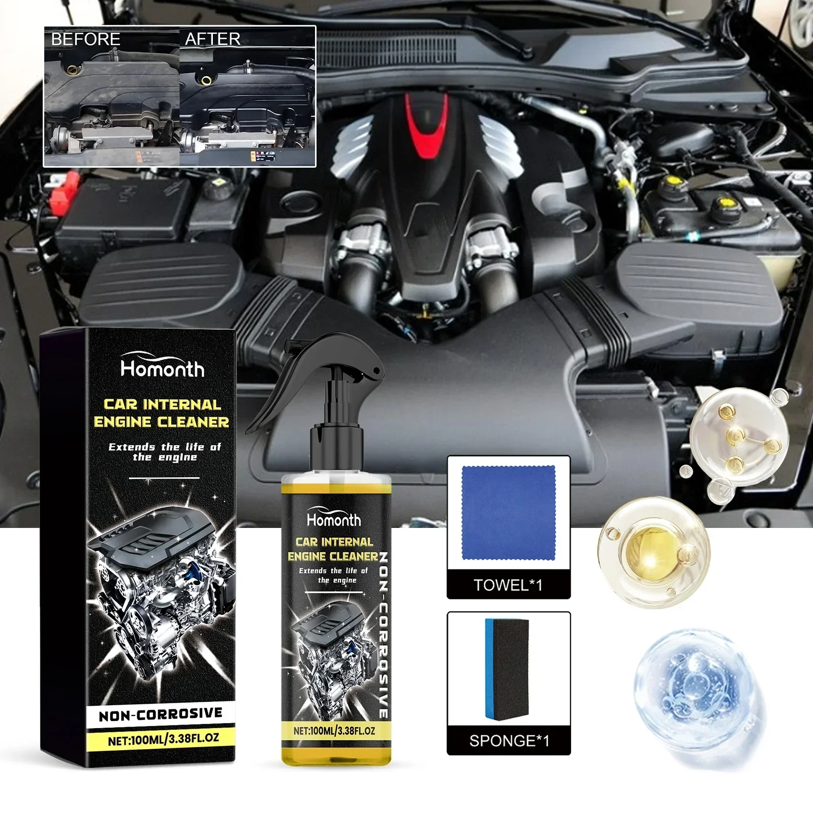 Engine Bay Cleaner Shine Protector and Detailer Decontamination Deep Degreasing Compartment Heavy Oil Dust Car Cleaning Product