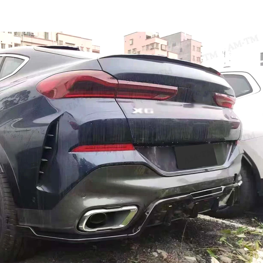 ألياف الكربون سيارة شفة ممتصة للصدمات الخلفية الناشر سبويلر أجزاء لسيارات BMW X6 G06 2019-2021 ترقية اكسسوارات السيارات طقم الجسم