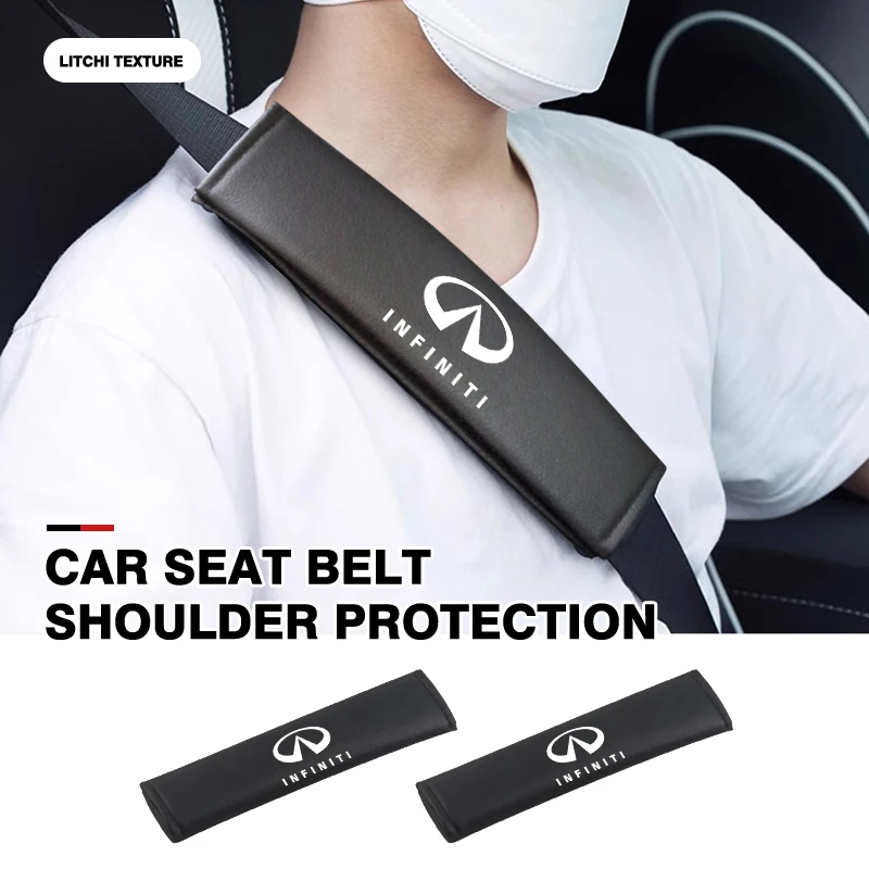 Universal Leather Car Seat Belt Shoulder Pad Cushion Protector For Infiniti Q50 FX35 Q30 G37 Q70 QX70 G35 Q60 JX35 G25 G37 FX