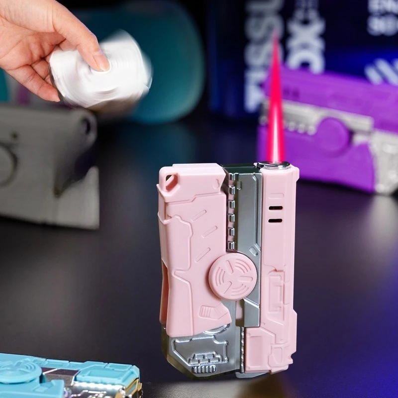 HOT Portable Windproof Inflatable Lighter Gyroscope Decompression Jet Flame Deformation Gun Butane Lighter Men Toy Fast Shipping