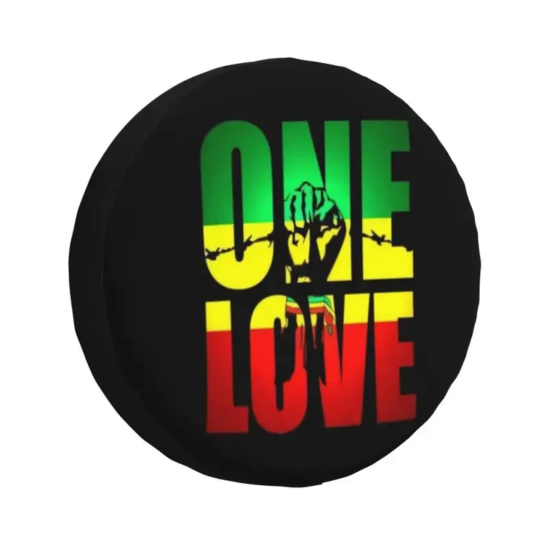 

Custom One Love Jamaica Reggae Spare Tire Cover for Toyota RAV4 Prado 4WD 4x4 RV Car Wheel Protector 14" 15" 16" 17" Inch