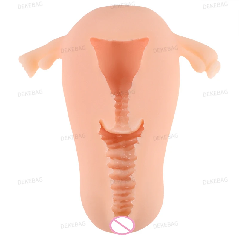 Men\'s Masturbator Female Simulation Uterus Vagina Inverted Mold Aircraft Cup Mouth Bag Cat Pussy with Suction Portable Interest