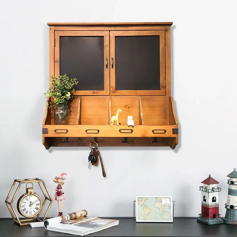 

Log meter box decoration shelter shelf solid wood distribution box wall decoration hook blackboard message board storage