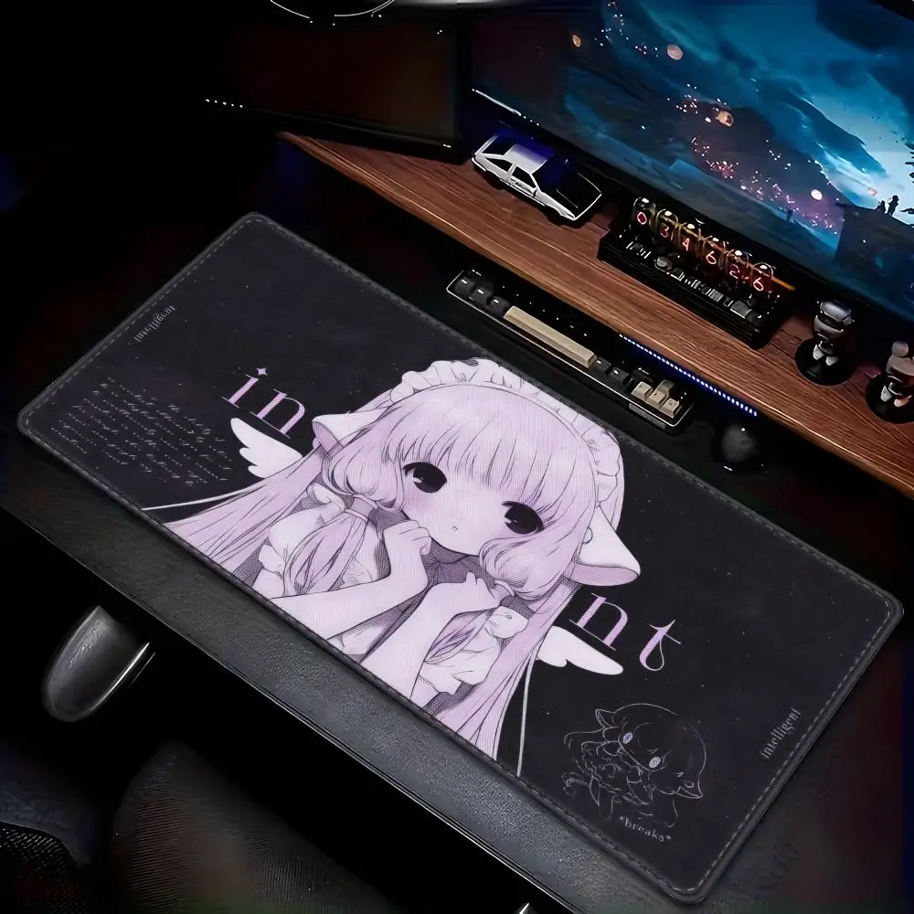 Anime Aesthetics Mousepad Black White Angel Mouse Pad Office PC Keyboard Desk Decort DeskMat HYBXAXC Accessories E-Sports Carpet view 3