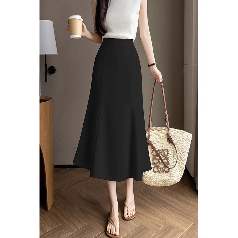 2025Spring and Summer New All-Matching Suit SkirtOLFashion Horn Large Swing Skirt Slimming Temperament Skirt Professional Wrappe