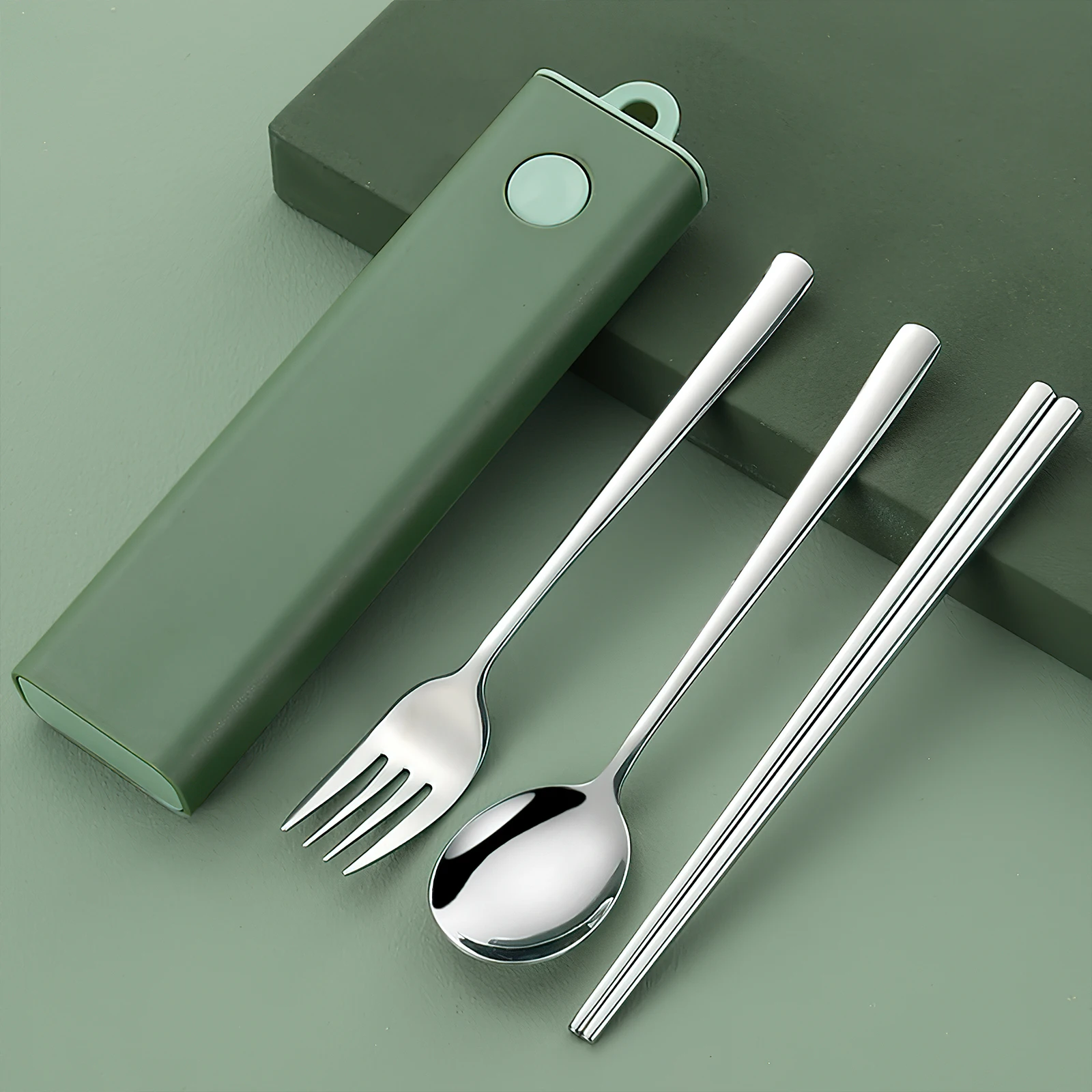 

Stainless Steel ABS Travel Tableware Set Portable Reusable Utensils Fork Spoon Chopsticks Case Lightweight