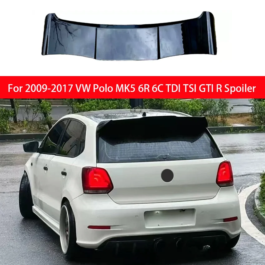 For 2009-2017 VW Polo MK5 6R 6C TDI TSI GTI R Batman Style Rear Trunk Boot Roof Spoiler Wing Rear Spoiler Wing Bodykit Tuning