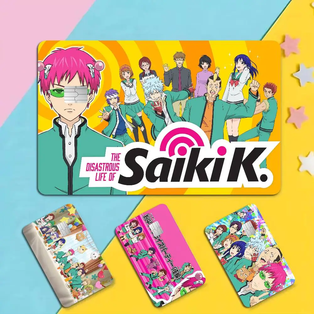 Comedy Anime The Disastrous Life of Saiki K Anmie Sticker Film Skin Cover for Credit Card Debit Bank Card Front