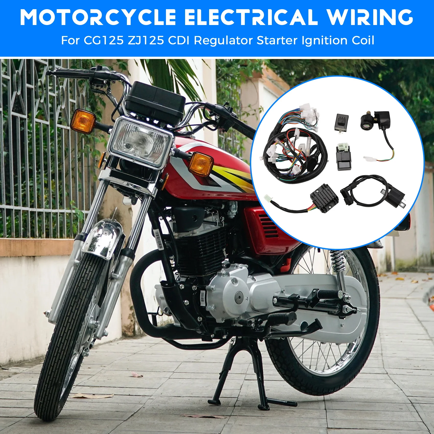 Stablize Motorcycle Electrical Wiring Harness Wire Cable For Honda Jiling Lifan CG125 ZJ125 CDI Regulator Starter Ignition Coil