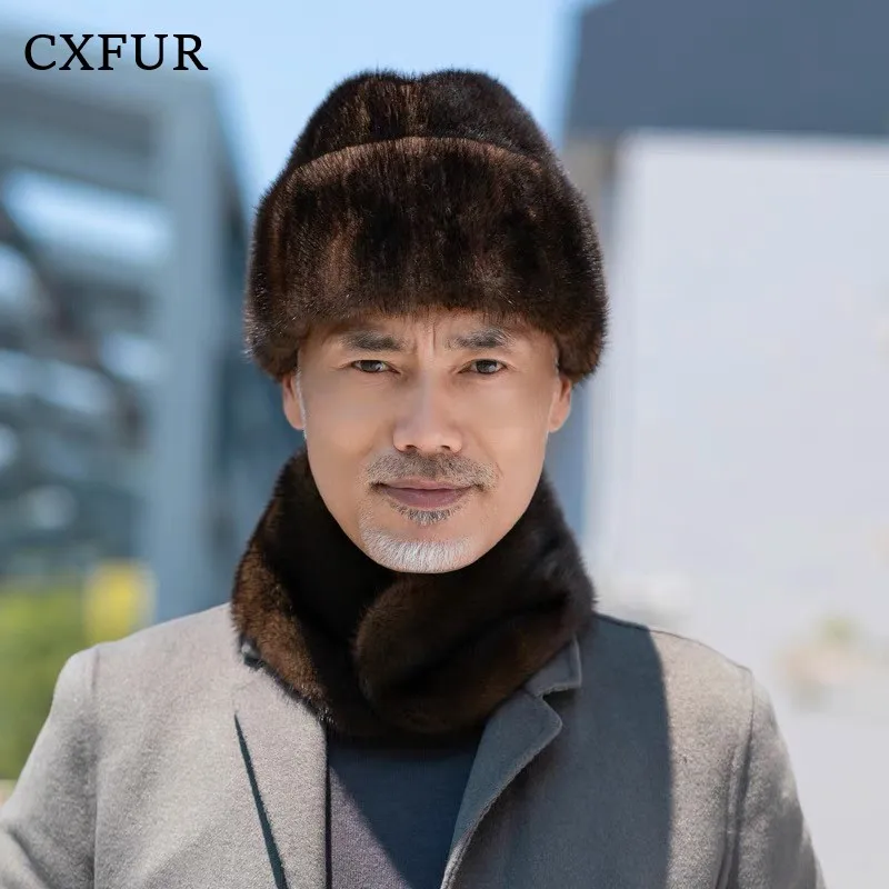 

European and American Fashion Patchwork Genuine Mink Fur Men Hat CX-C-134