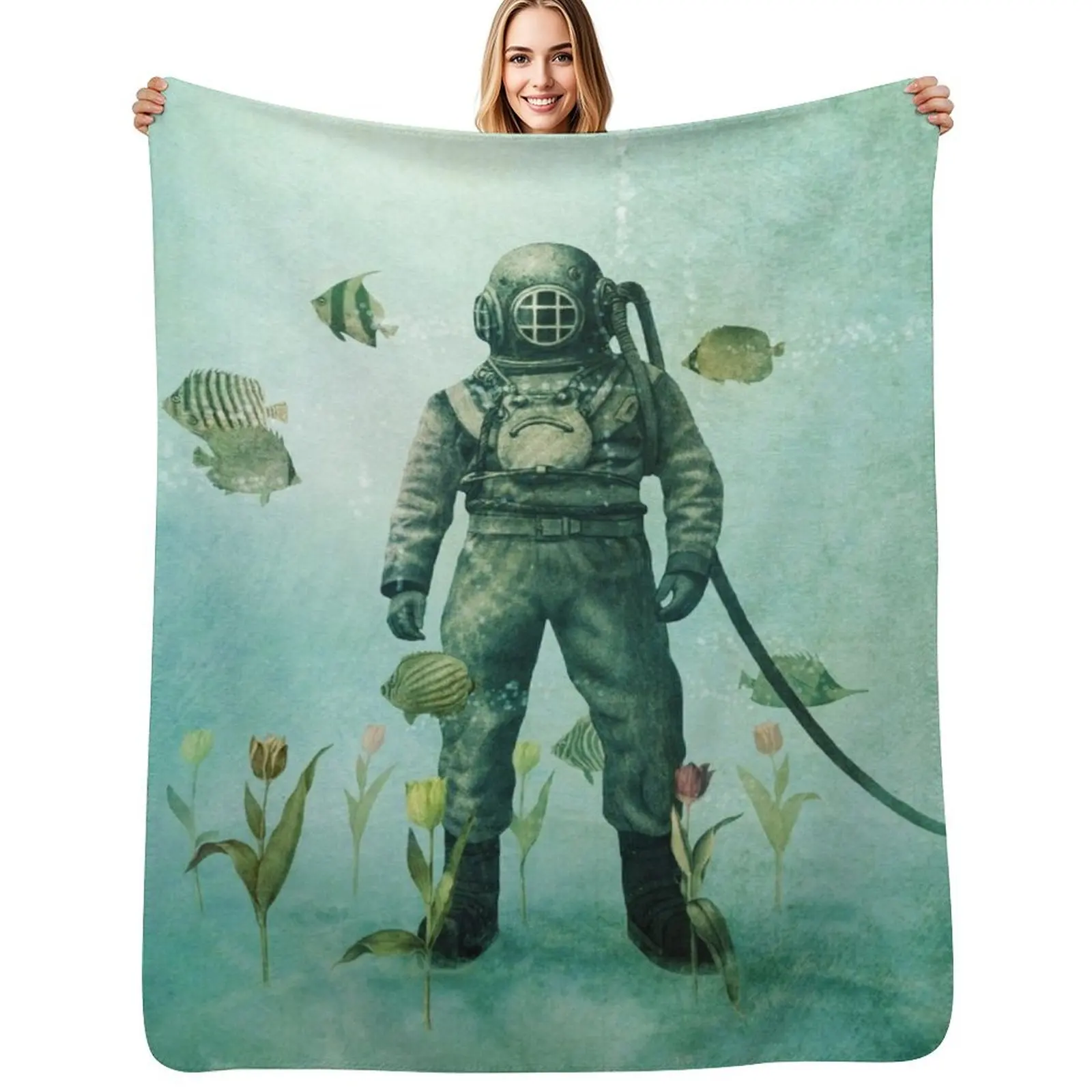 

Deep Sea Garden - colour option Throw Blanket Soft Warm Blanket Gift for Men Women Adults
