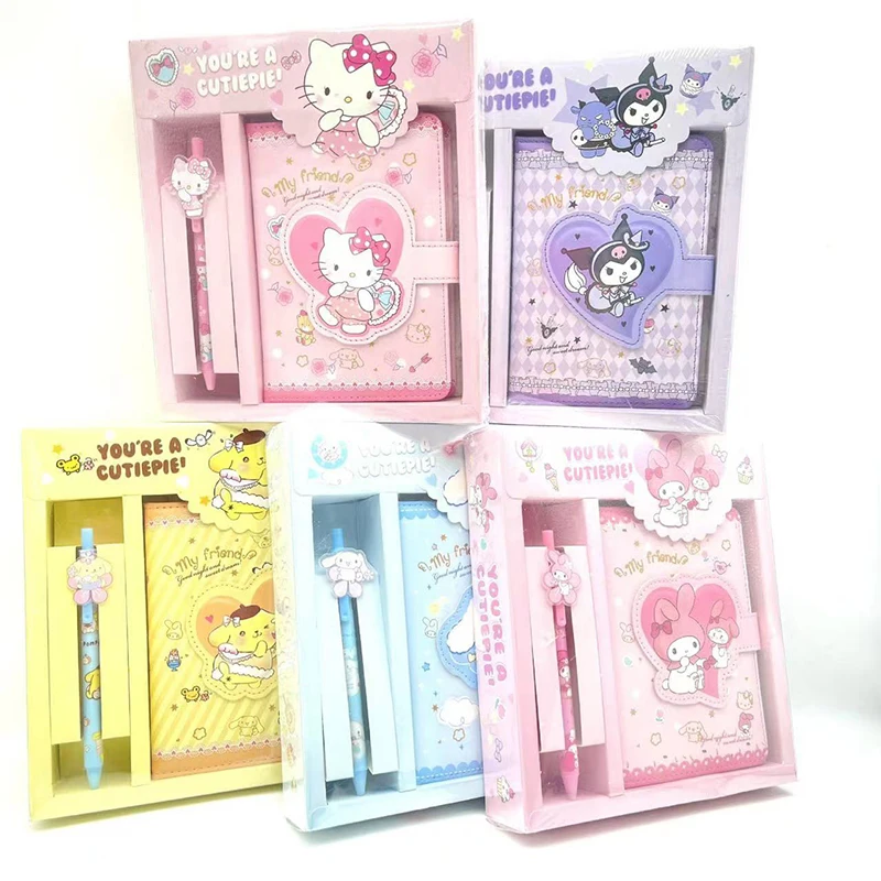 

Sanrio My Melody Kuromi Kawaii Anime Hand Ledger Stationery Book Cinnamoroll Cartoon Cute Notebook Dairy Set Toys for Girls