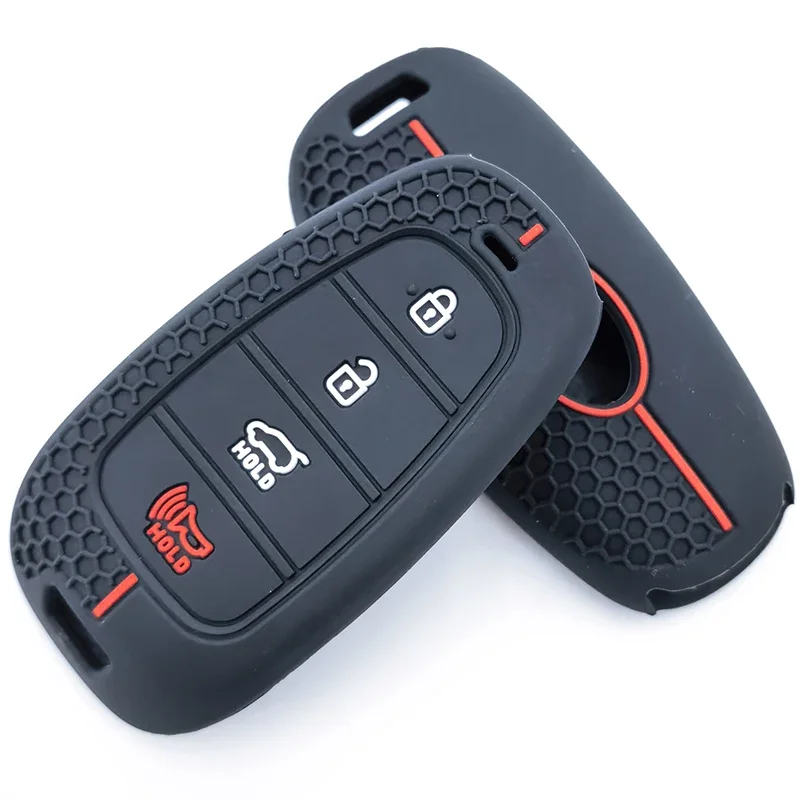 For Hyundai Tucson Solaris Sonata Hybrid NEXO NX4 Santafe Dn8 2020 2021 2022 Silicone Key Fob Cover Case Protect Skin Hood view 5