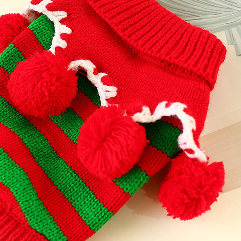 

Pet Dog Christmas Sweater Small Size S Red Green Acrylic Durable Warm Striped Clothes for Small Dogs Outdoor Walking Jogging
