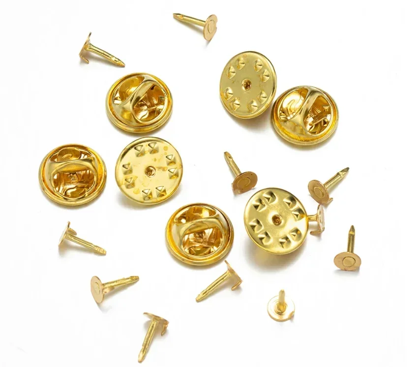 50/200pcs Metal Nail Tie Tack Pin Locking Back spilla porta Badge Base per risvolto fornitura Craft risultati di chiusura a farfalla fai da te