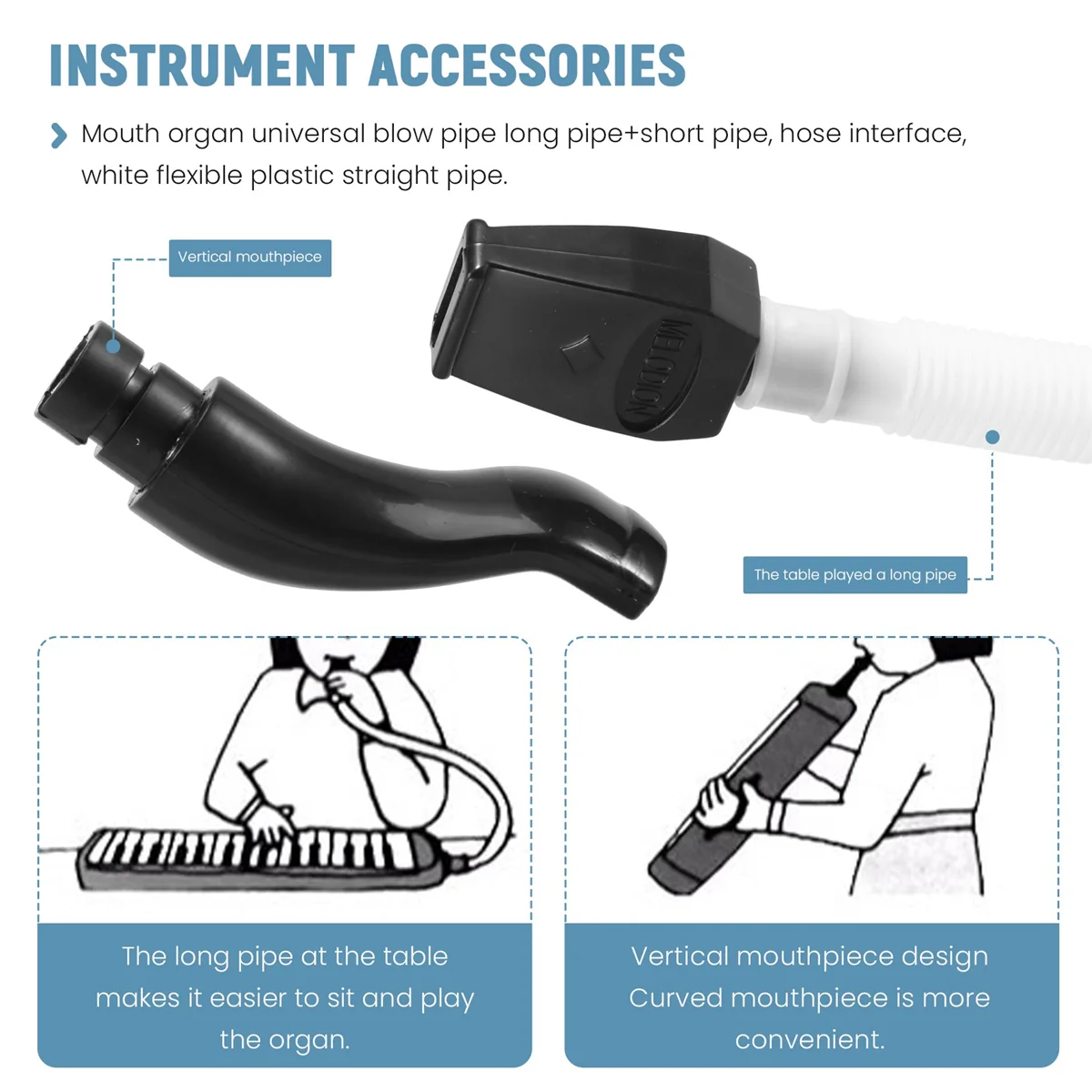 Boquilla Pianica de órgano bucal de tubo Flexible, accesorios para instrumentos musicales para melódica de 32/37 teclas