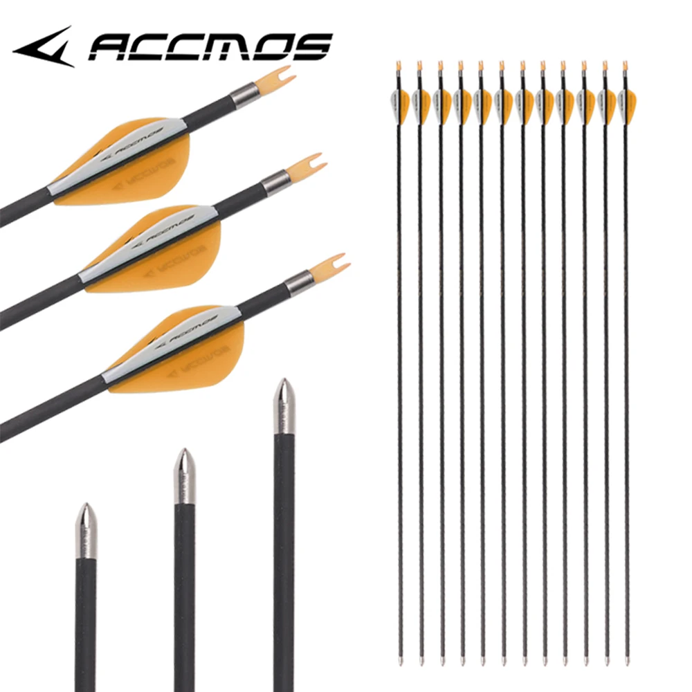 60pcs 31inch ID 4.2mm Pure Carbon Arrow Spine 300 400 500 600 700 800 900 1000 1300 1500 for bow Archery Hunting Shooting