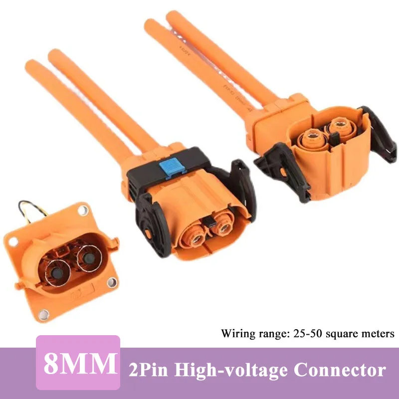 8mm 2Pin High-voltage Connector IP67 Male Female Plug Socket for Electric New Energy Vehicle Wire Harness Straight Pin Sockets