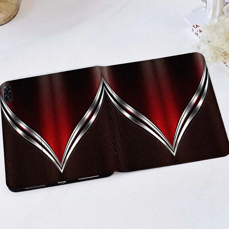 

Red Silver Metal Pattern For Huawei MatePad M5 T5 SE 11 Pro Honor Tab 5 V7 V8 X9 GT 10.1 10.8 Inch Tablet Case Cover