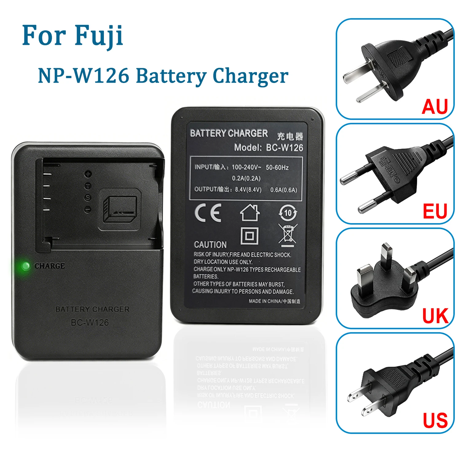 BC-W126 BCW126 Batterieladegerät für FUJIFILM NP-W126S FinePix X-100F, X-T3, X-T2, X-A1, X-A2, X-E1, X-H3, X-M3, HS30 EXR Kamera – Detail 1