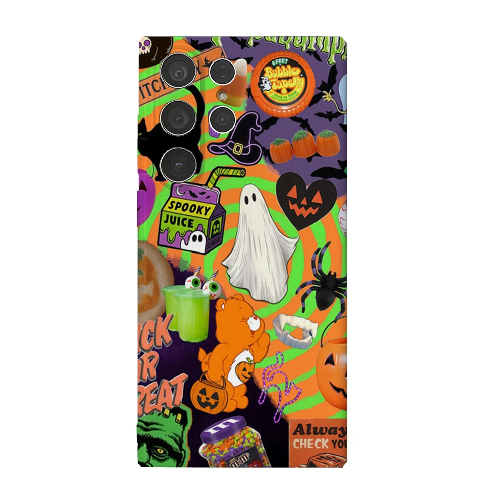 Halloween Spooky Collage Handyhülle für Samsung Galaxy S25 S24 S23 Ultra Plus A35 A55 Glossy HD Hard Cover Film Shell