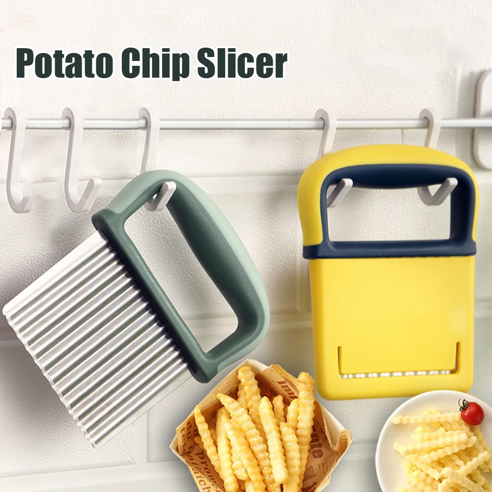 

Potato Chip Slicer Stainless Steel Vegetable Wavy Slicer Knife Potato Cutter Chopper Home Kitchen French Fry Maker Bakery Gadget