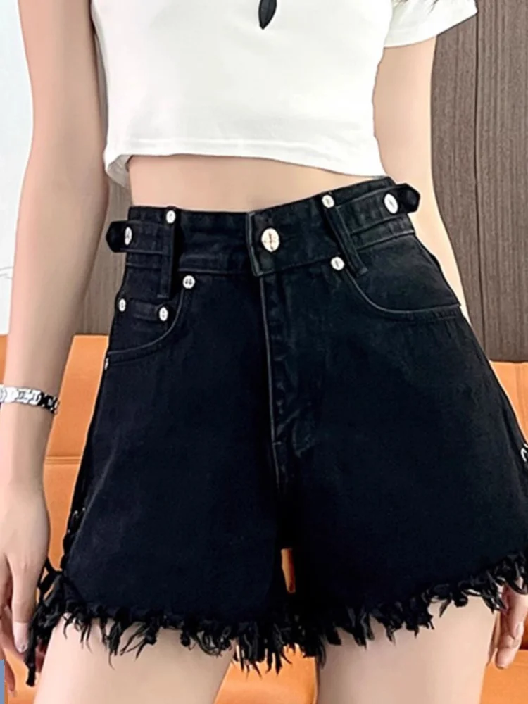 High Waist Denim Shorts for Women plus Size Loose Wide Leg Cross Design Summer Casual Jeans Shorts Female plus Size Clothes