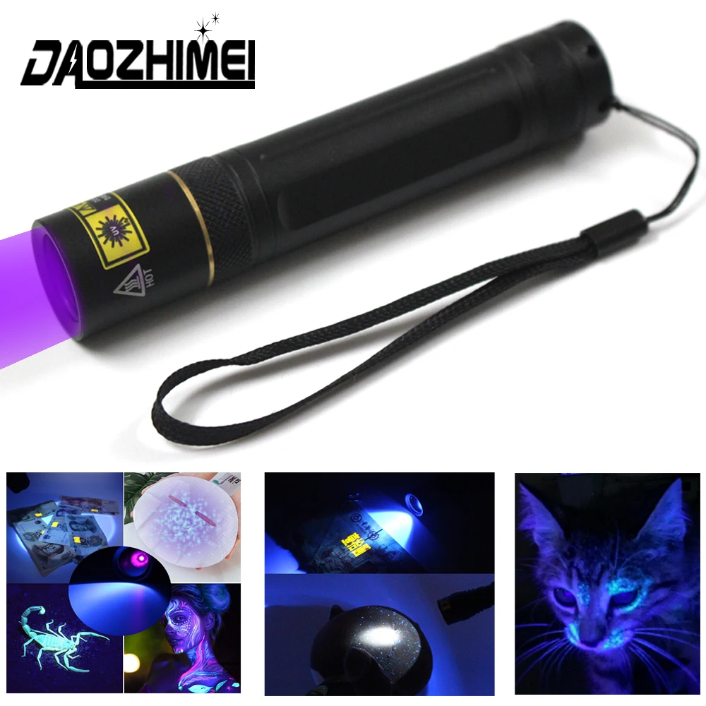 

365nm Portable Mini LED UV Flashlight Ultraviolet Torch Waterproof Violet Light Pet Urine Scorpion Detector UV Lamp 18650 Torch