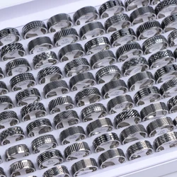 10/20/30/50Pcs/Lot Fashion Simple Black Dripping Oil Rotating Spinner Stainless Steel Ring For Men Women Jewelry Party Gifts